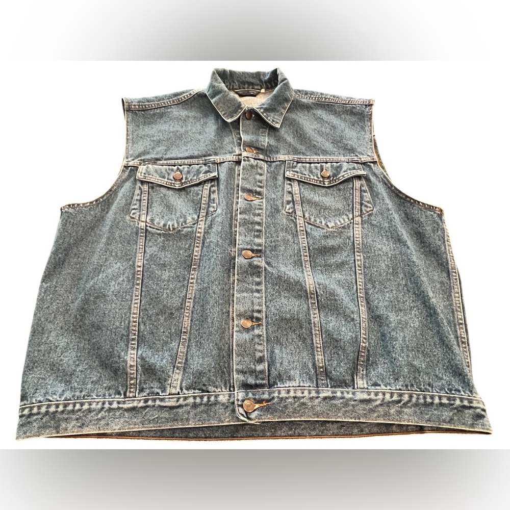 Fischer Modell Indigo Denim Vest Button Up Sleeveless Jean Jacket Sz 3X EUC